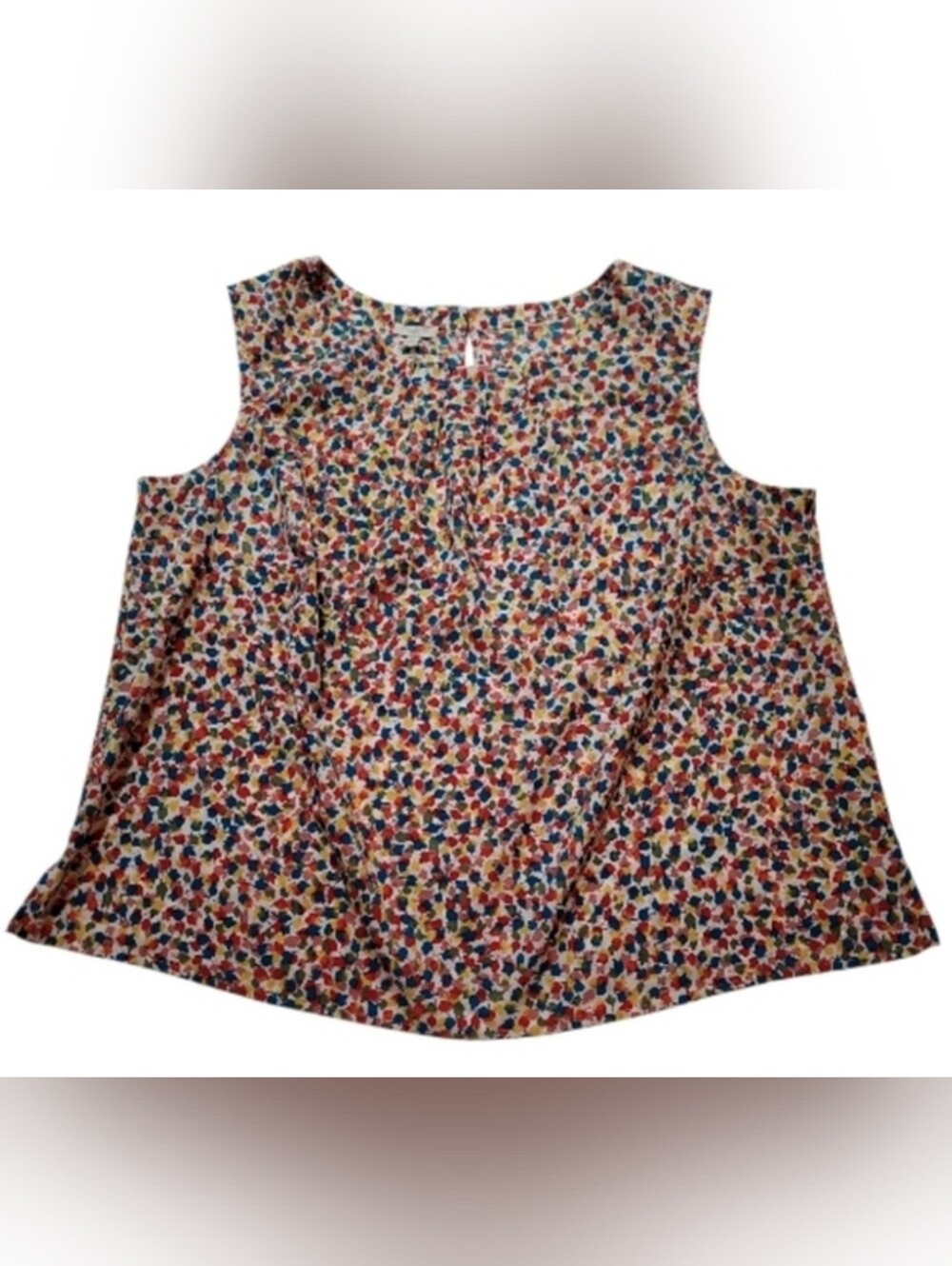 Talbots blouse 2X leaf print pleated neckline boho office scandigirl